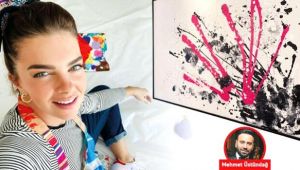 Kendine yaptığı resimlerine ilgi büyük...Pelin Karahan yardım için sergi açacak!
